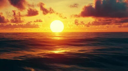 Poster - Golden sunset illuminates the ocean with vibrant hues and peaceful waves, Big golden sunset over the ocean