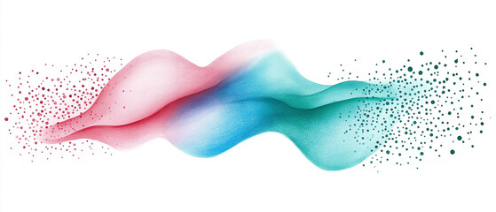 Aufkleber - Abstract colorful wave flowing with particles on white background