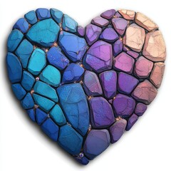 Poster - Crystal Heart clipart is a detailed illustration created using Ai watercolor art