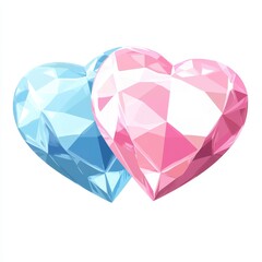 Poster - Ai-generated artistic illustration of a Crystal Heart in watercolor style with detailed clipart