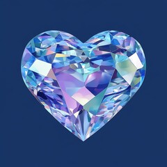 Poster - Watercolor clipart of a Crystal Heart, featuring a creative and detailed generative illustration