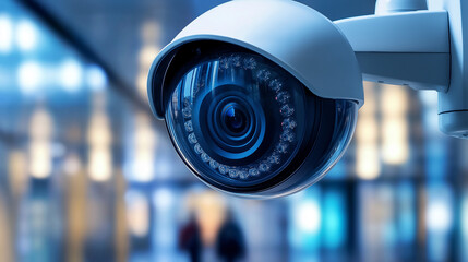 Poster - Security camera monitoring a public space with blurred background