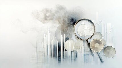 Poster - Abstract business analysis, magnifying glass, graphs, data analysis, conceptual image, for presentations, reports