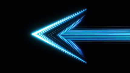 Aufkleber - Bright blue neon arrow pointing left on black background