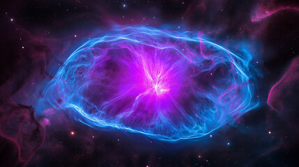 Aufkleber - Bright purple and blue nebula is illuminating the dark universe