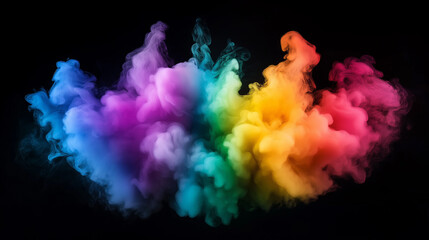 Poster - Colorful swirling smoke exploding on a black background