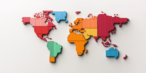 Poster - Colorful world map representing global shipping and logistics with intermodal containers