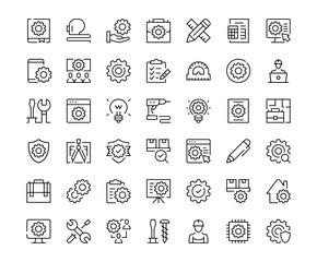 Poster - engineering icons. outline symbols collection. premium vector line icons set