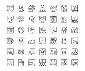 Aufkleber - Video tutorials icons. Outline symbols collection. Premium vector line icons set