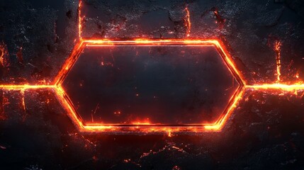 Fototapete - An illuminated geometric hexagon set in a rough textured surface