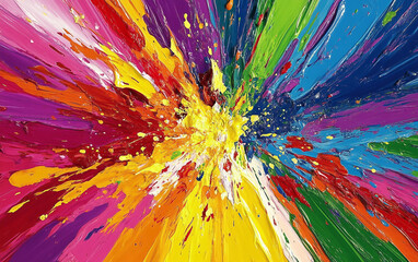 Sticker - colorful explosion of paint splatters on a canvas