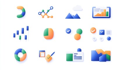 Poster - Flat design icons for business analytics