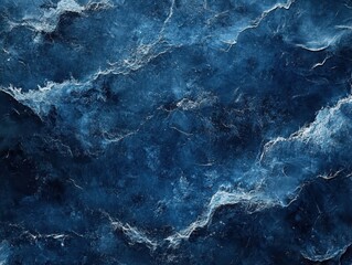 Poster - Abstract Deep Blue Texture with Organic Patterns, Appealing for Nature Themes, Backgrounds, and Artistic Designs in Various Creative Projects