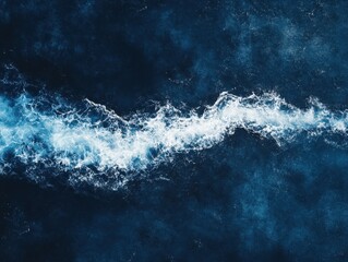 Poster - Aerial View of Turbulent Ocean Waves Creating Foam Patterns Against Deep Blue Water Surface in Dynamic Nature Scene