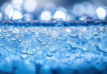 Poster - Beautiful Blue Water Bubble Texture with Light Reflections for Natural and Abstract Art Backgrounds and Designs