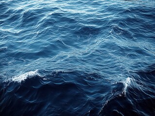 Poster - Calm Blue Ocean Waves Under Bright Sunlit Sky Reflected in Water Surface for Nature and Travel Imagery