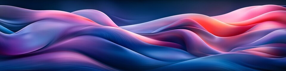 Poster - dynamic flow of vivid colors, abstract waves of blue, orange, cyan and red in layered translucency