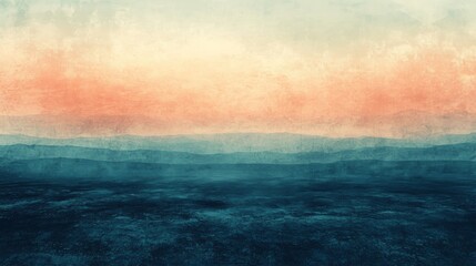 Wall Mural - abstract painting depicting layered hills beneath a colorful sky