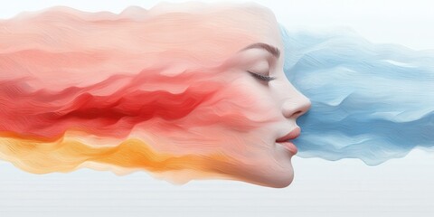Poster - Woman's Face with Colorful Paint Strokes and Abstract Background Artwork. Artistic Concept.