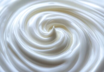 Poster - Close-Up View of Creamy White Swirl Texture in Soft Natural Light, Ideal for Culinary or Cosmetic Backgrounds with Smooth and Glossy Finish