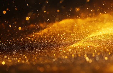 Poster - Glimmering Gold Particle Effect with Soft Glow Creating a Dreamy Background for Creative Projects and Artistic Designs in Various Media Formats
