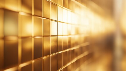 Poster - Glimmering Golden Wall with Reflections and Textures Ideal for Luxury Themes, Backgrounds, and Modern Design Projects in High-Quality Resolution