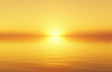 Poster - Golden Sunrise over Tranquil Ocean Waters with Soft Horizon and Gentle Ripples Perfect for Peaceful Nature and Relaxation Themes