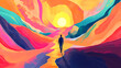 © Thiago - Mural showcasing the journey to nirvana with bright, abstract urban colors. Journey - Path. Illustration