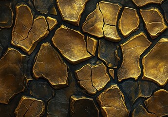 Poster - Textured Background of Cracked Golden Stones Perfect for Illustrations, Abstract Art, or Design Projects on Luxury, Wealth, and Nature Themes