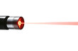 © SAM''s GALLREY - A close-up view of a laser pointer emitting a vibrant red beam against a neutral backdrop isolated on transparent background