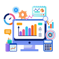 Poster - Visual representation of a dashboard filled with key performance indicators, analytics charts, and tools for tracking business metrics in real time. This setup aids in strategic decision-making