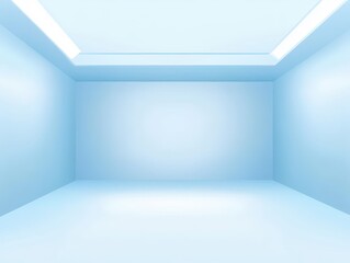 Poster - Bright and Minimalist Blue Room Interior with Soft Lighting Ideal for Presentations, Displays, or Creative Projects in Modern Design Aesthetics