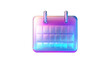 © Pixel Provisions - Holographic 3D metallic calendar icon design with iridescent colors, featuring a modern and shiny effect. Isolated on transparent background.