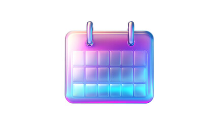 holographic 3d metallic calendar icon design with iridescent colors, featuring a modern and shiny ef