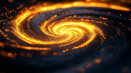 Wall Mural - a glowing golden vortex spirals across a dark cosmic background