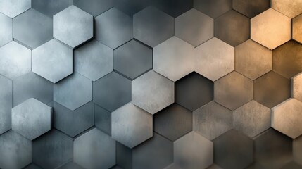 Wall Mural - hexagonal textured wall with a gradient of cool and warm hues