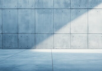 Poster - Modern Minimalist Concrete Wall with Soft Shadows and a Smooth Floor for Artistic and Architectural Backgrounds