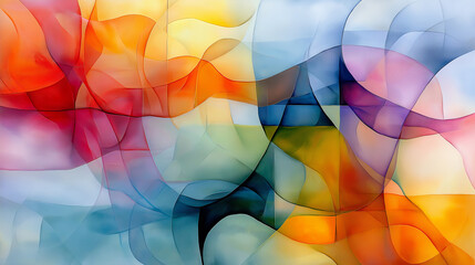 Poster - An abstract and geometric painting that explores the relationship between order and chaos
