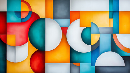 Poster - An abstract and geometric painting that explores the relationship between order and chaos