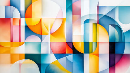 Poster - An abstract and geometric painting that explores the relationship between order and chaos