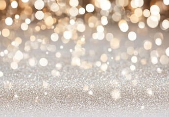 Poster - Shimmering Gold and Silver Bokeh Background with Sparkling Lights for Holiday Decor, Weddings, Parties, and Celebrations