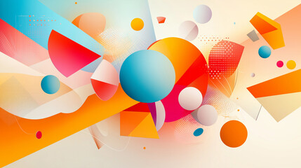 Fototapete - An abstract explosion of vibrant colors with intricate geometric patterns swirling in its midst, rendered in a minimalistic style