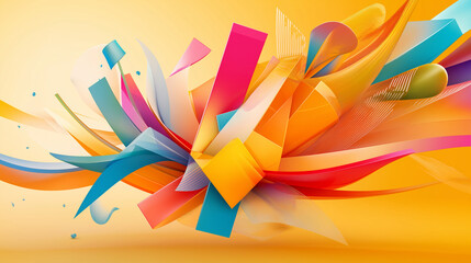 Fototapete - An abstract explosion of vibrant colors with intricate geometric patterns swirling in its midst, rendered in a minimalistic style