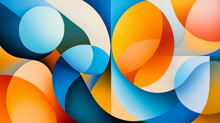 Fototapete - An abstract symphony of organic forms and geometric lines, creating a dynamic interplay of fluidity and structure