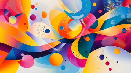 Fototapete - An explosive collision of abstract shapes and colors, capturing the raw energy of creation