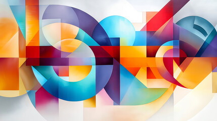 Fototapete - An explosive collision of abstract shapes and colors, capturing the raw energy of creation
