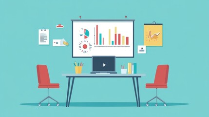 Poster - Office Meeting Room with Presentation