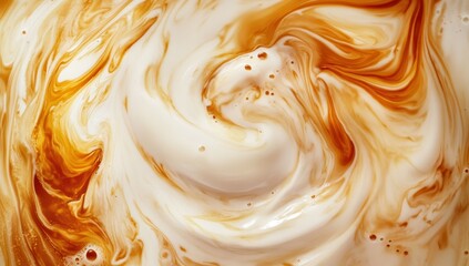 Poster - Swirling Patterns of Cream and Coffee Create a Beautiful Abstract Texture with Warm Tones and Fluid Motions in a Captivating Imagery