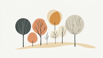 Abstract trees landscape illustration.  Possible use Social media graphic, print design, website background
