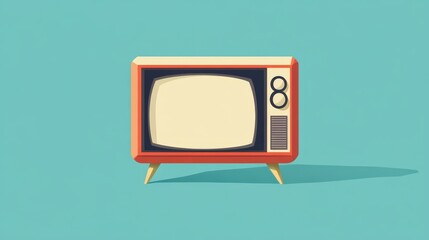 Poster - A minimalist TV design with a blank screen, showcasing a clean and basic layout in a 2D vector style.